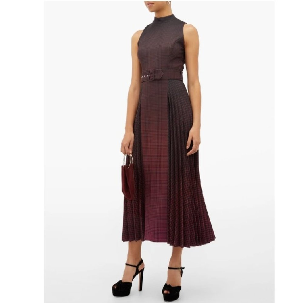 💎Mary Katrantzou Julia Pleated Checked Midi-Dress